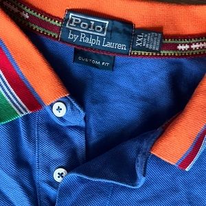 Vintage POLO Ralph Lauren BEACON short sleeve custom fit Blue and orange Polo